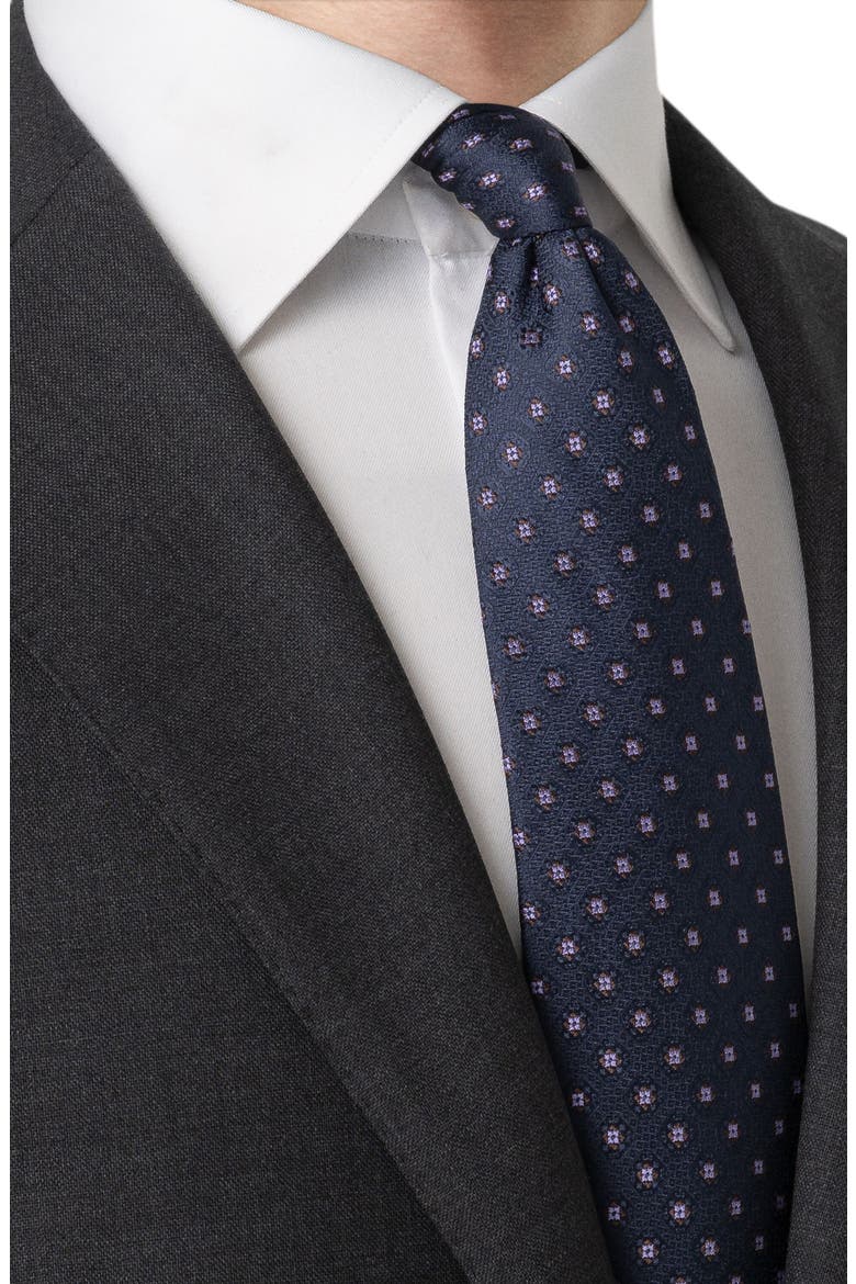 Medallion Silk Tie, Alternate, color, NAVY