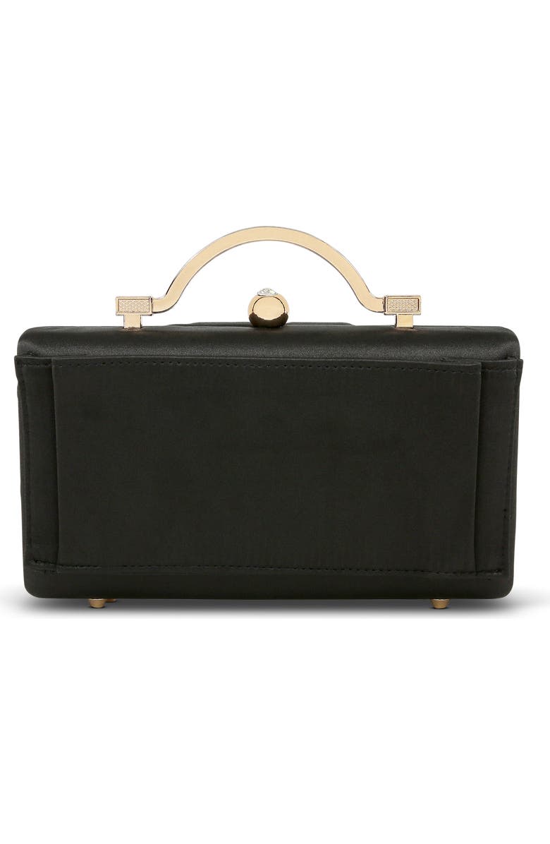 Jewel Badgley Mischka Emma Satin Minaudiere with Outer Pocket, Main, color, Black