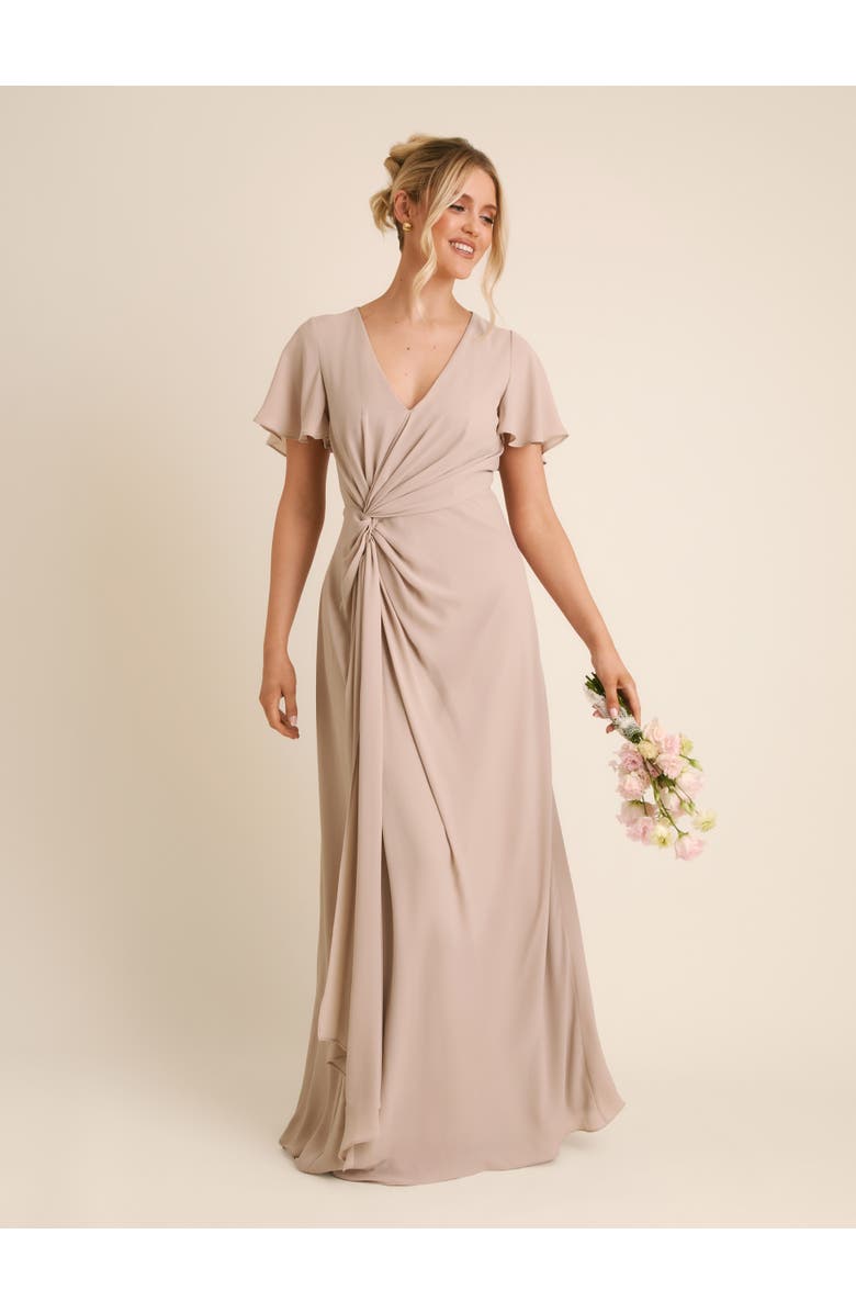 Six Stories Knot Front Chiffon Bridesmaid Dress, Main, color, Truffle
