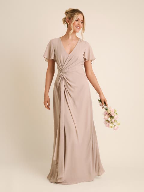 Knot Front Chiffon Bridesmaid Dress