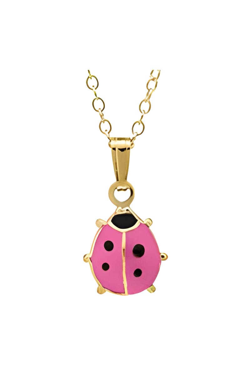 Mia Belle Girls Ladybug Pendant Necklace, Main, color, Metallic Gold
