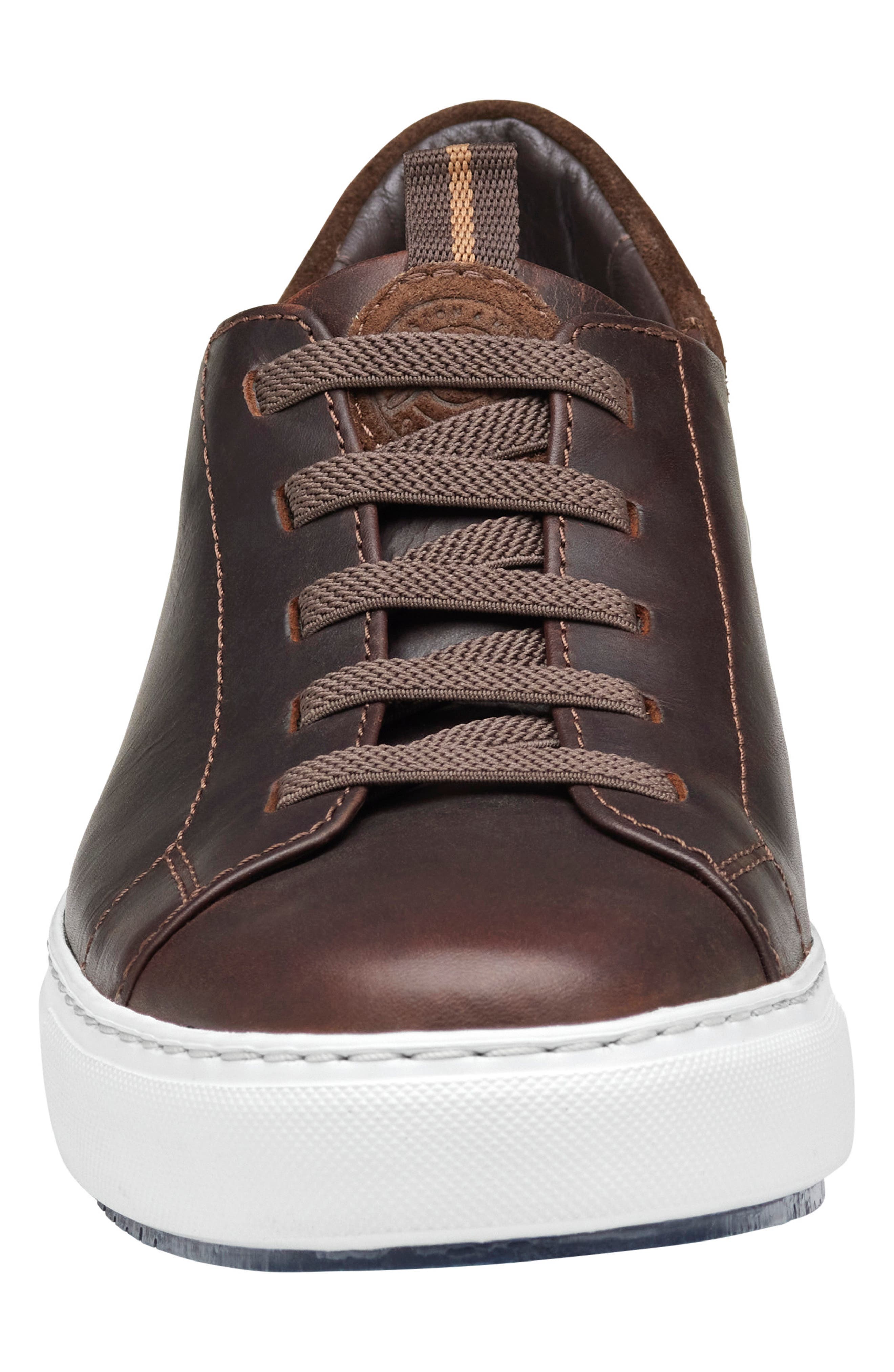 Johnston & Murphy Anson Lace to Toe Sneaker, Alternate, color, Dark Brown English Full Grain