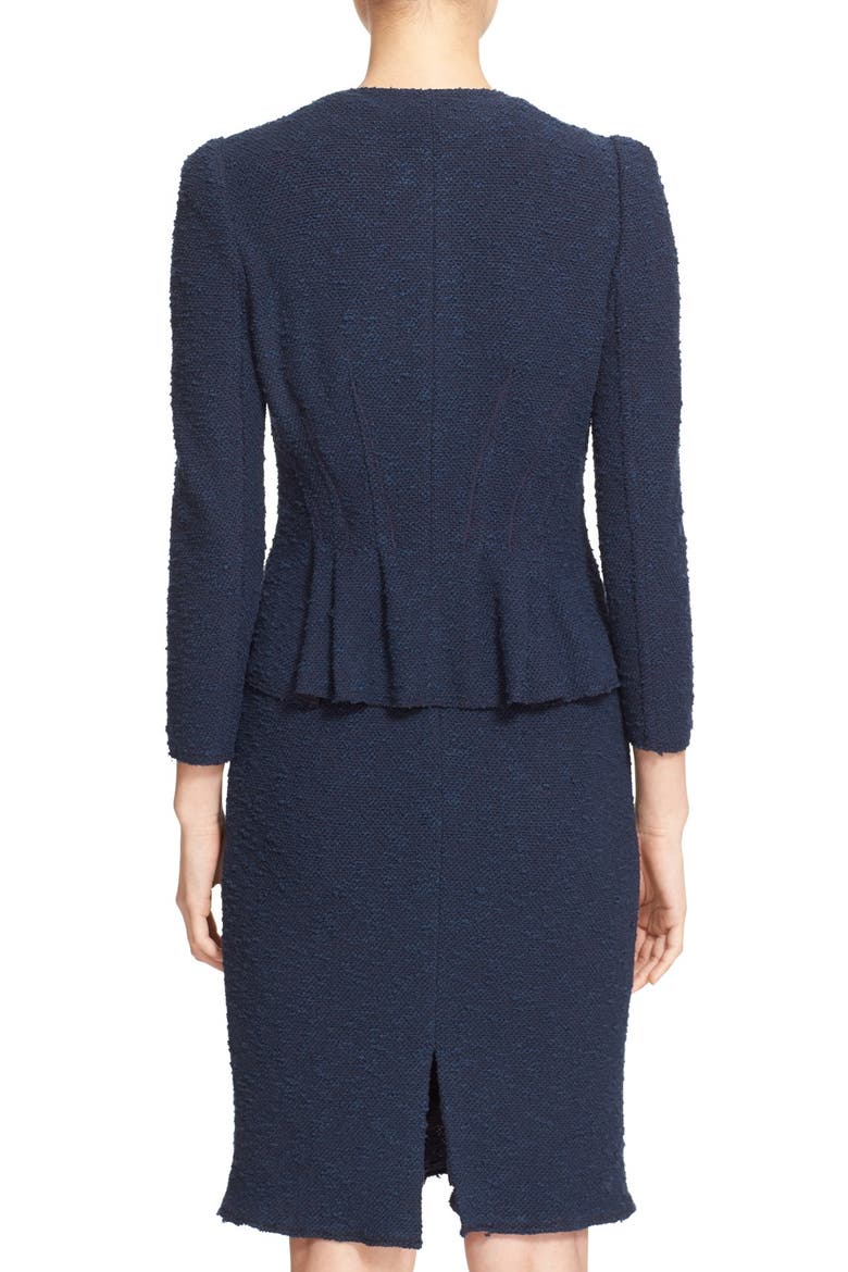Zip Front Bouclé Tweed Jacket, Alternate, color, NAVY