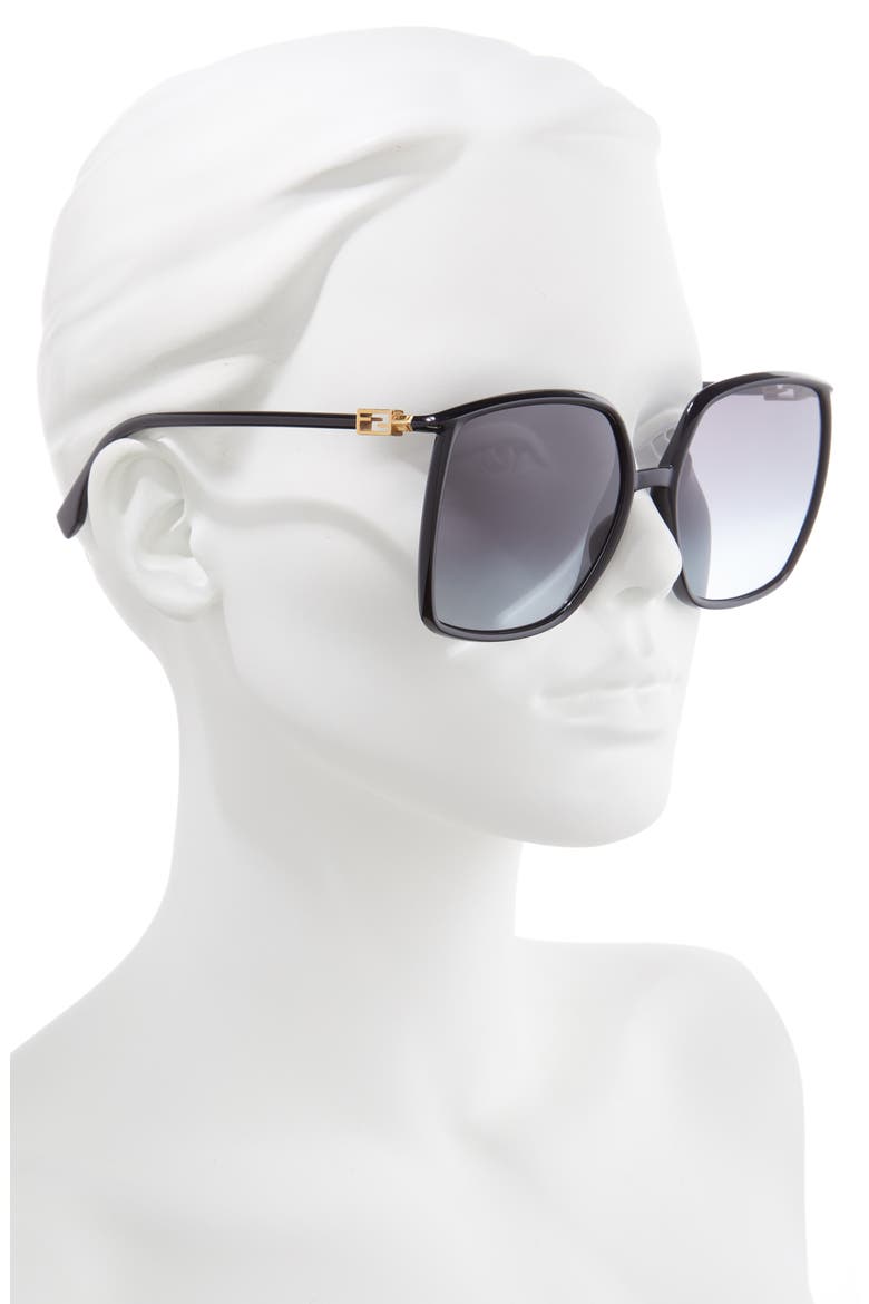 60mm Rectangle Sunglasses, Alternate, color, BLACK/ GRAY AZURE GRADIENT
