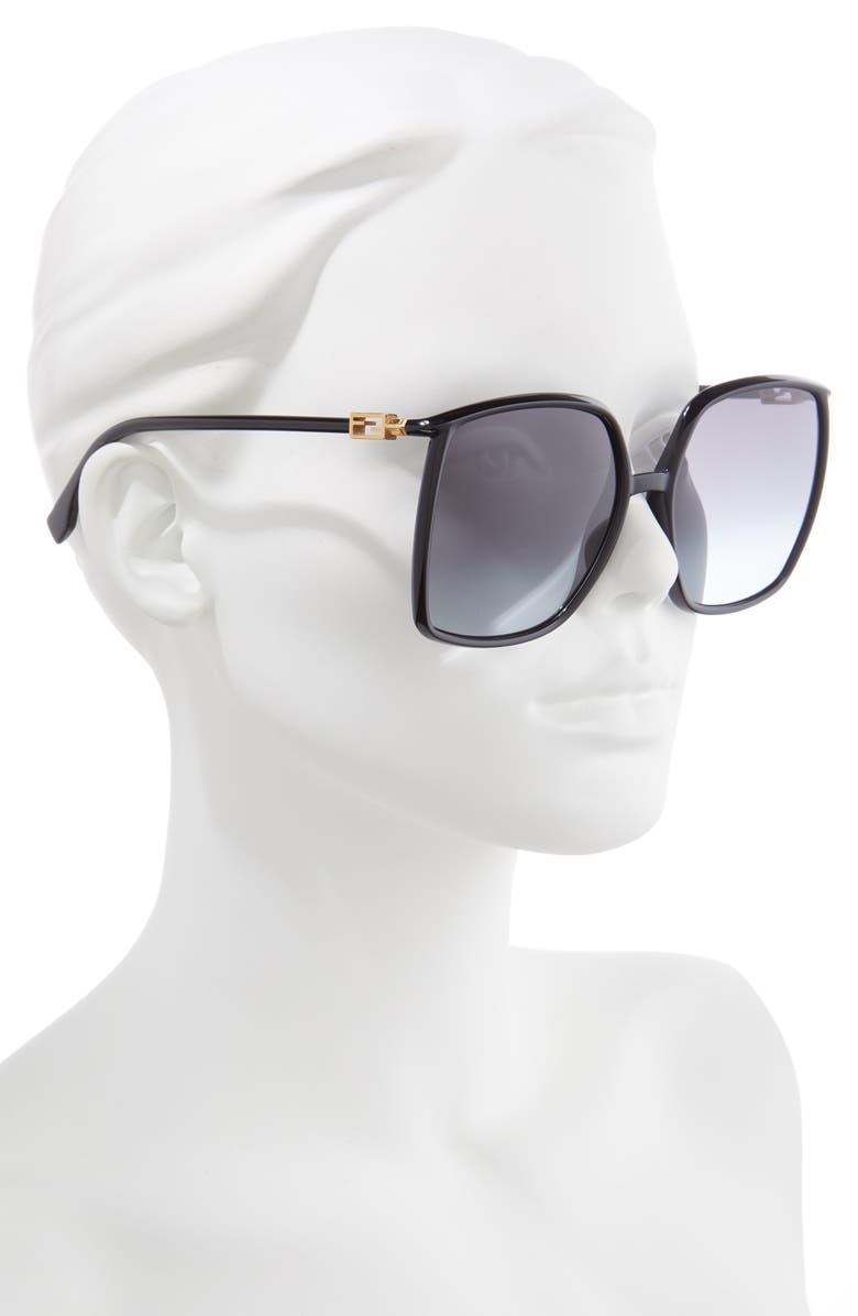 Fendi 60mm Rectangle Sunglasses, Alternate, color,