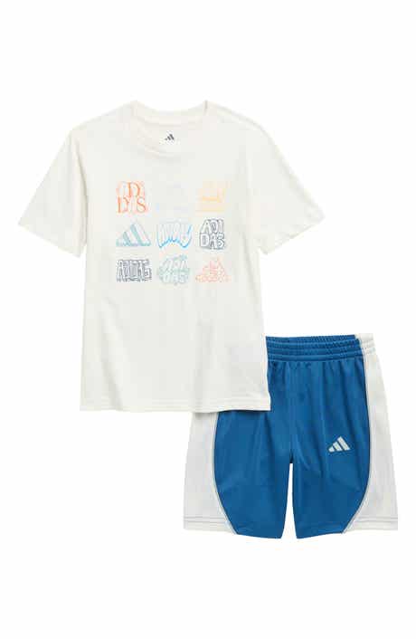 adidas Kids' Cotton Graphic T-Shirt & Mesh Shorts Set