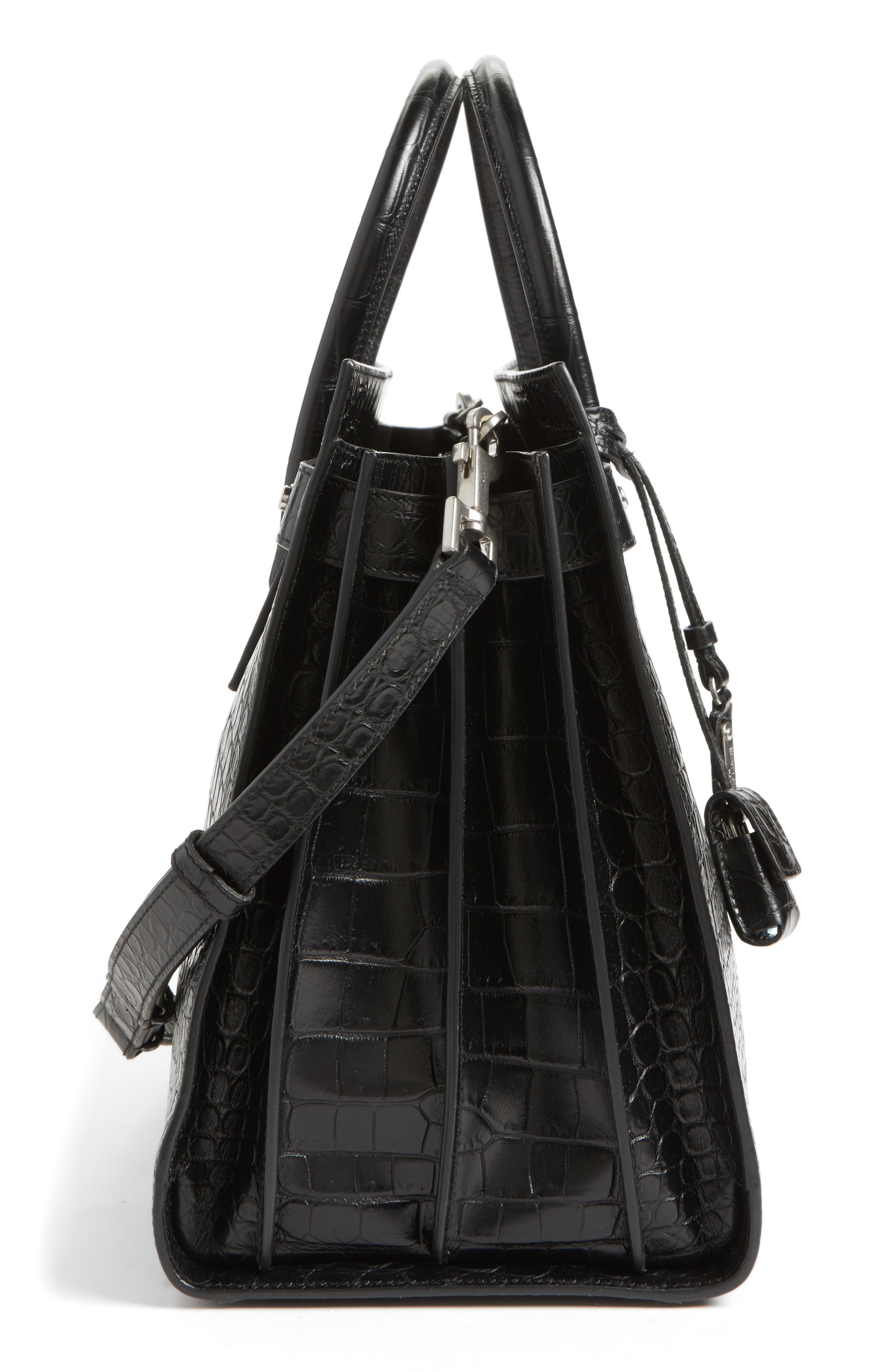 Saint Laurent Small Sac de Jour Croc Embossed Leather Tote, Alternate, color, 