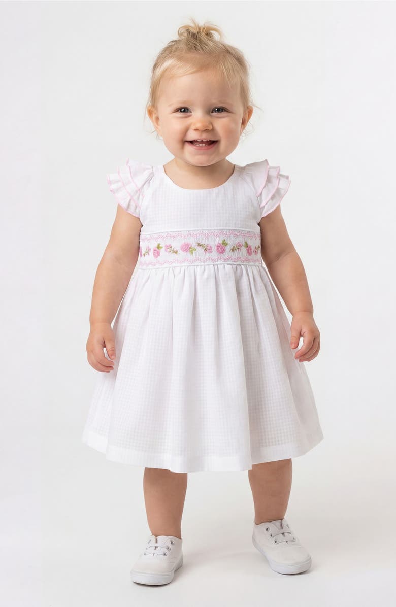 Iris & Ivy Rose Embroidered Smocked Dress, Alternate, color, White