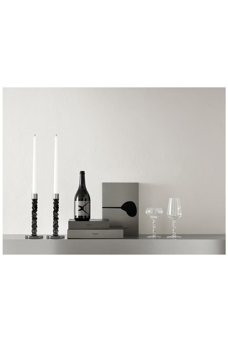 Carat Set of 2 Medium Crystal & Stainless Steel Candlesticks, Alternate, color, CHARCOAL