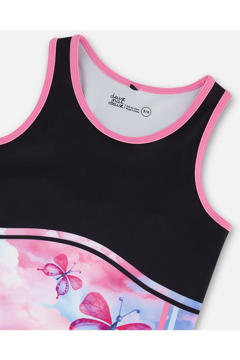 Girl's Colorblock Athletic Tank Top Black With Butterflies Printed, Alternate, color, Black With Butterflies Printed