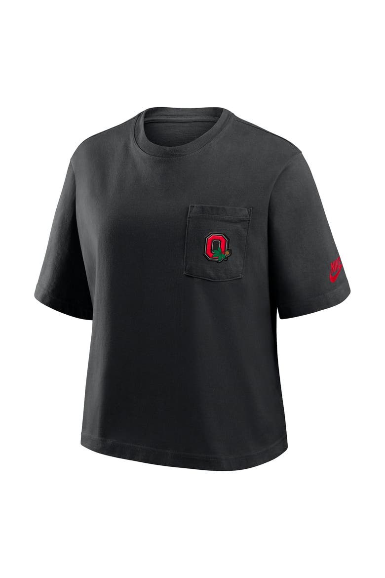 Women's Nike  Black Ohio State Buckeyes Legacy Pocket Boxy T-Shirt, Alternate, color, Black