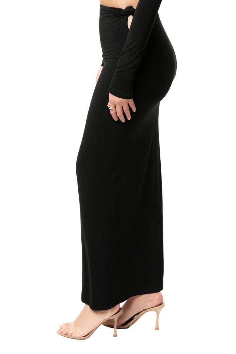 Geneva Long Sleeve Crop Top & Skirt, Alternate, color, BLACK