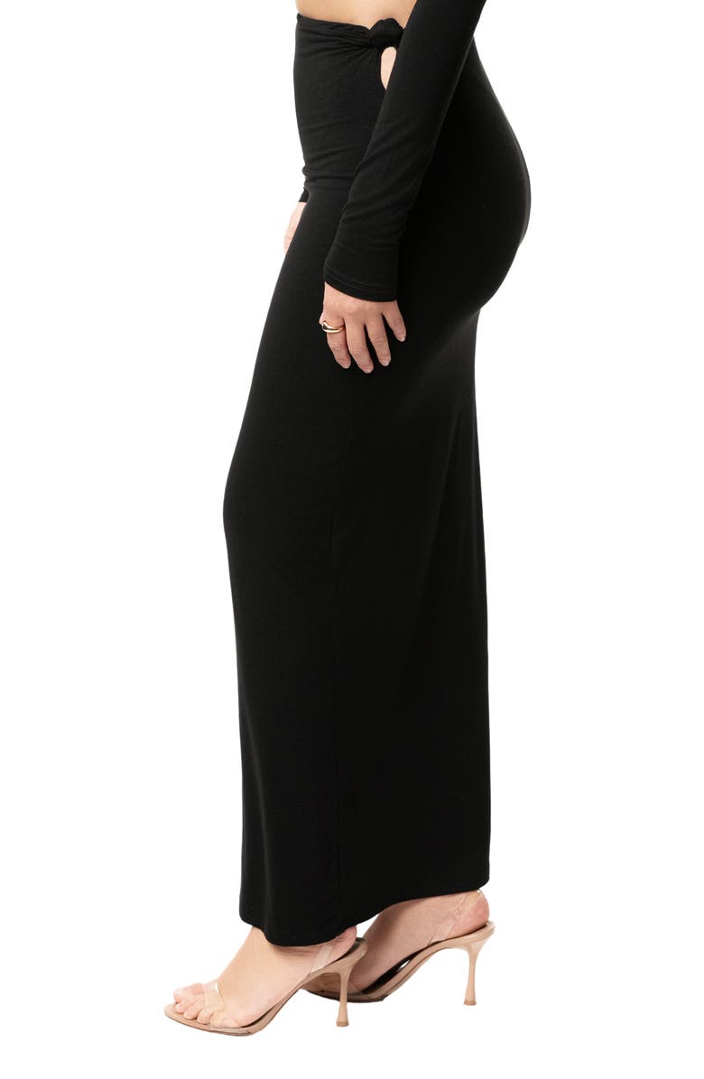 JLUXLABEL Geneva Long Sleeve Crop Top & Skirt, Alternate, color, Black