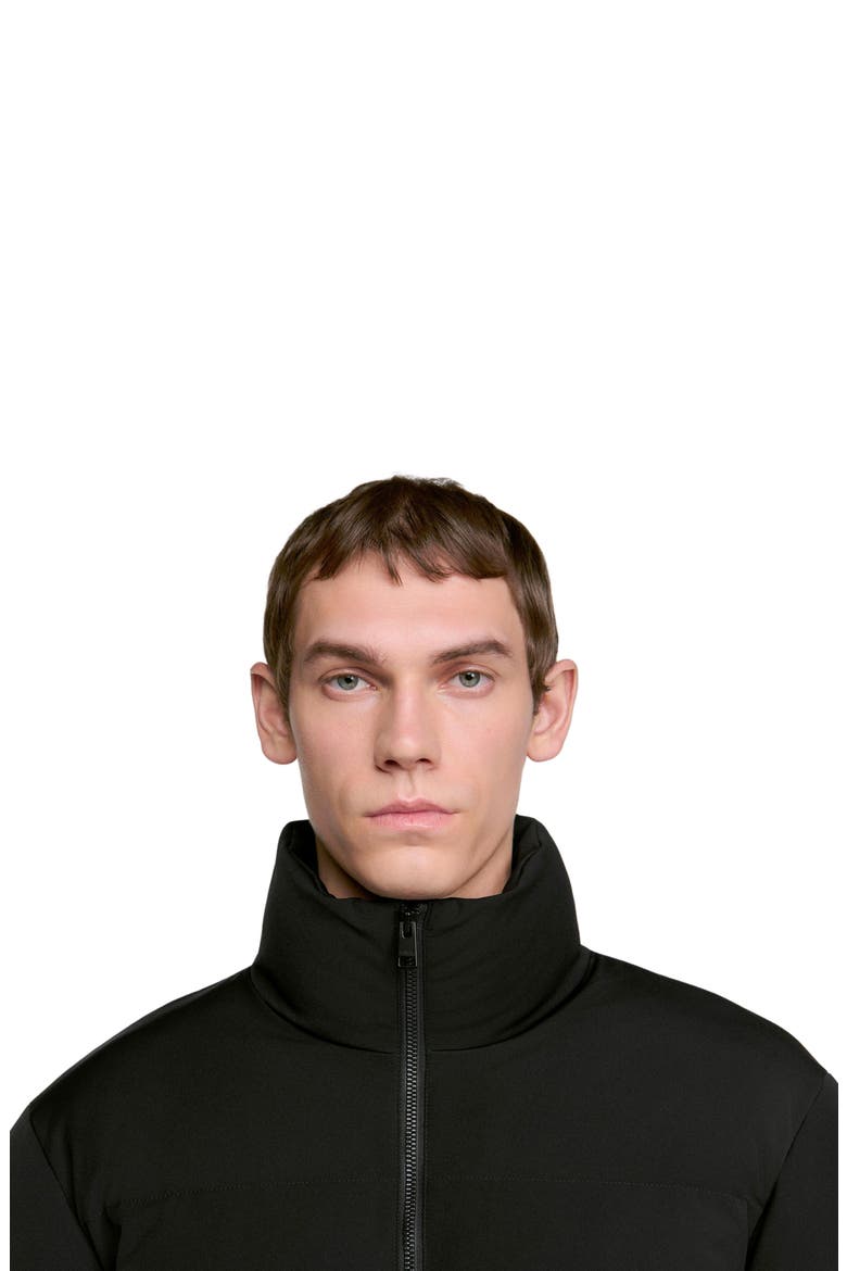 Zip-up tech fabric puffer jacket, Alternate, color, Carbon black