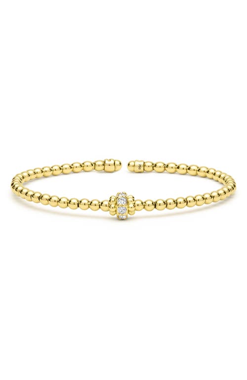 Lagos 18k Yellow Gold Caviar Gold Diamond Rondelle Bead Flex Bangle Bracelet In Gold