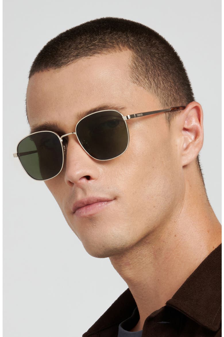 53mm Square Sunglasses, Alternate, color, LIGHT GOLD/ GREEN
