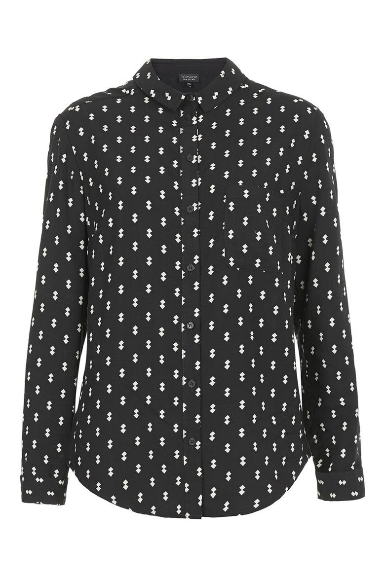 Diamond Print Woven Shirt, Alternate, color, BLACK