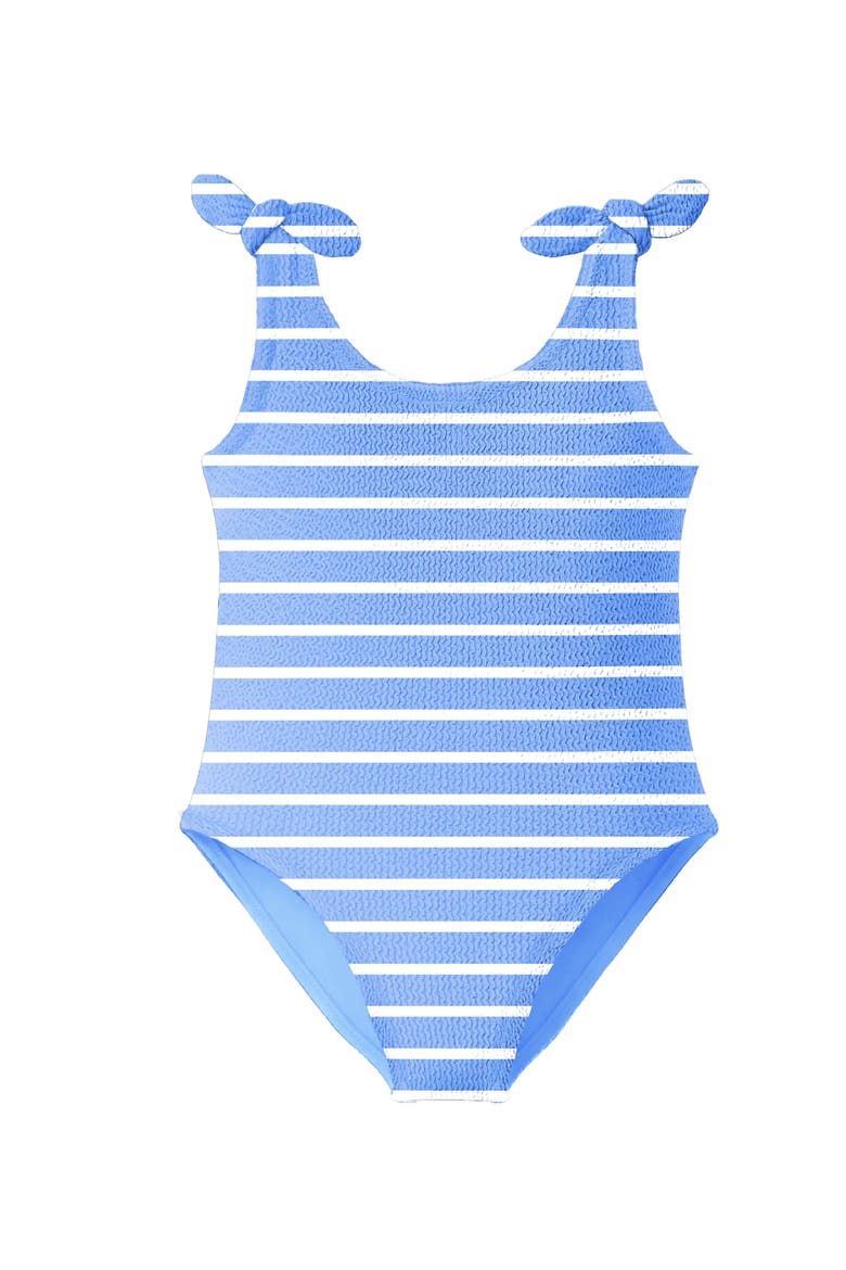 Crinkle Bow Tie One Piece, Alternate, color, Blue Stripe