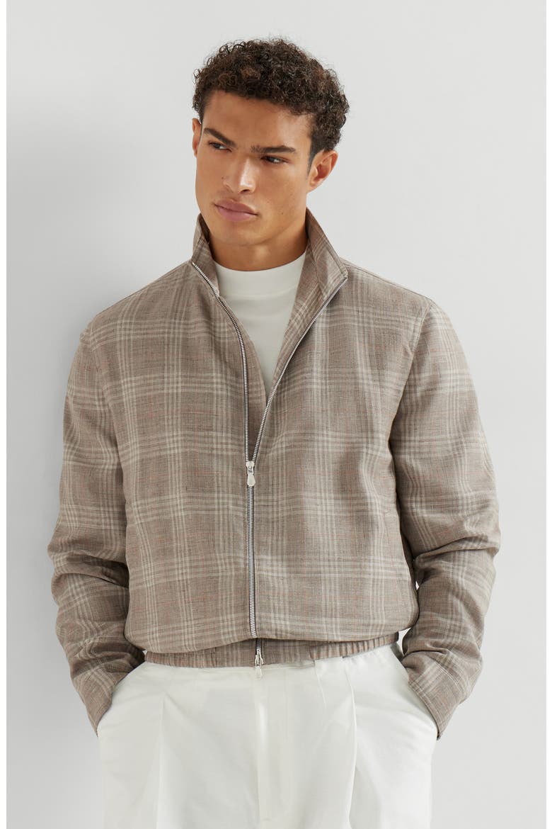 Tartan outerwear jacket, Alternate, color, Light Grey