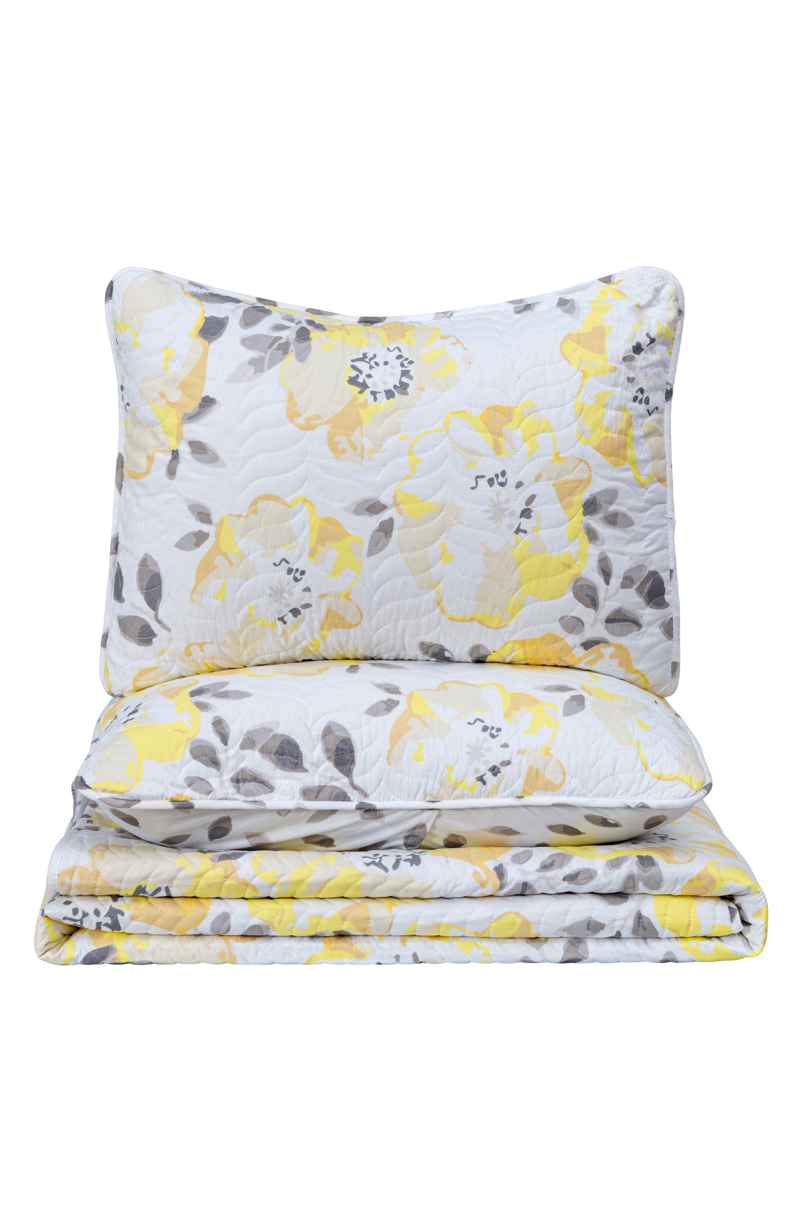 Woven & Weft Watercolor Flower Quilt & Pillow Sham Set - Twin