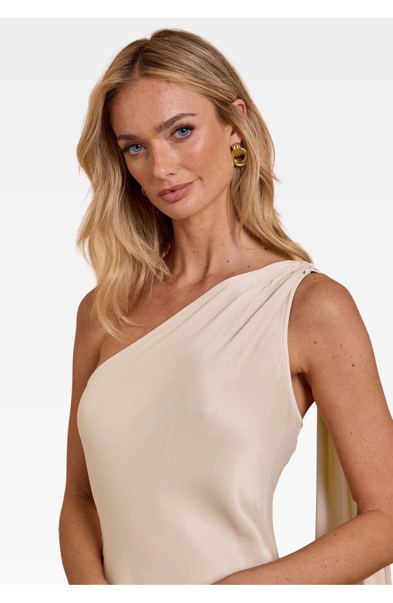 Maids to Measure Cressida Satin Asymmetric Dress, Alternate, color, Champagne Ivory