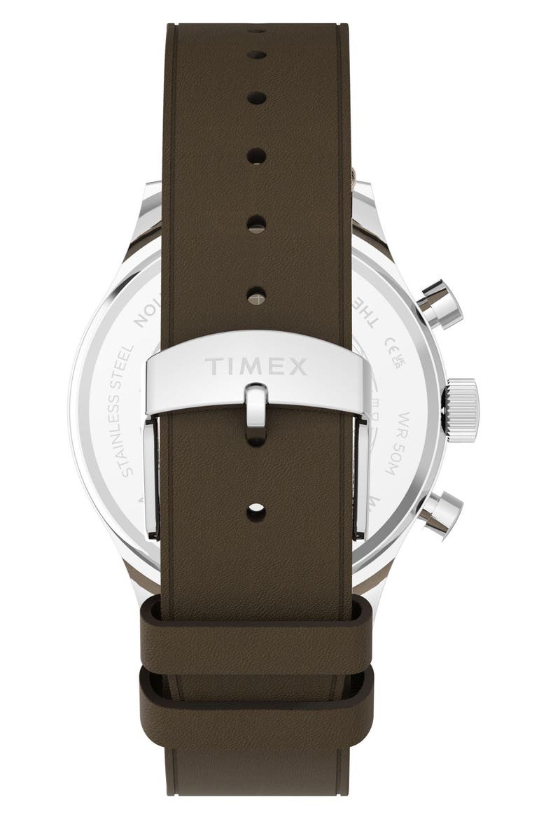 Weekender Chronograph Leather Strap Watch, 40mm, Alternate, color, BROWN