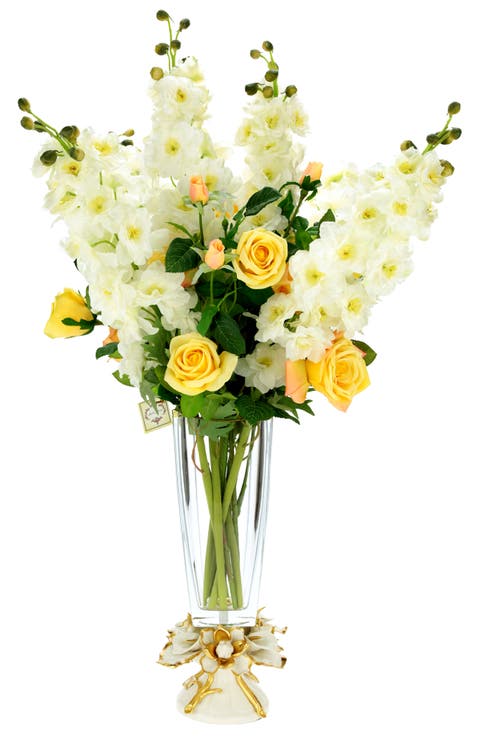 Garden Rose and Delphinium in Vase