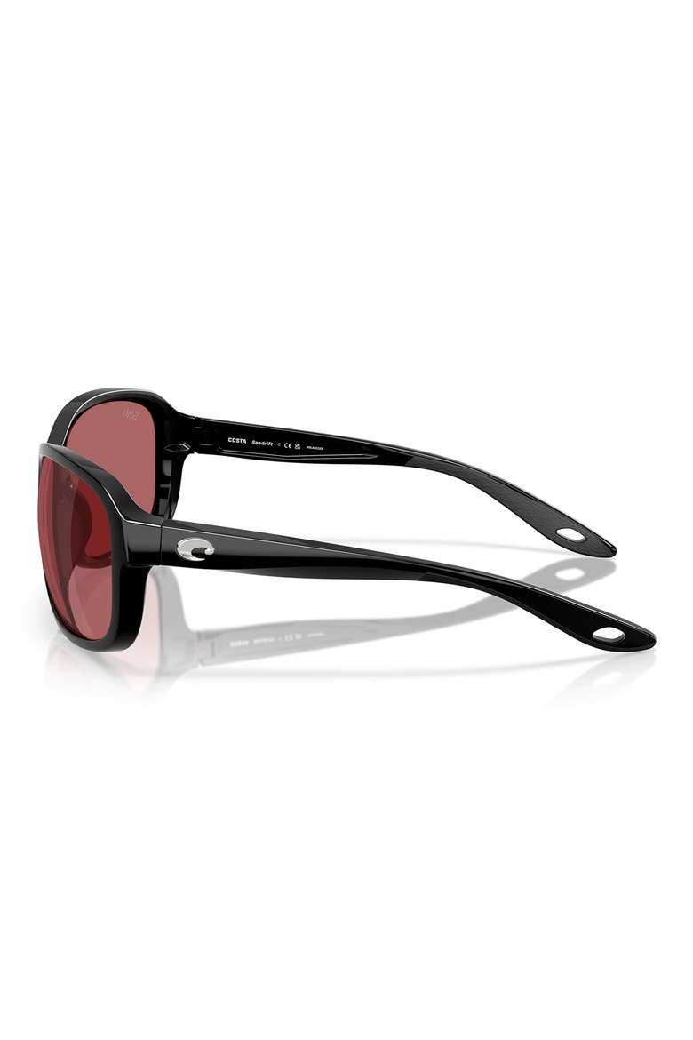 Seadrift 58mm Polarized Square Sunglasses, Alternate, color, BLACK / ROSE 580G