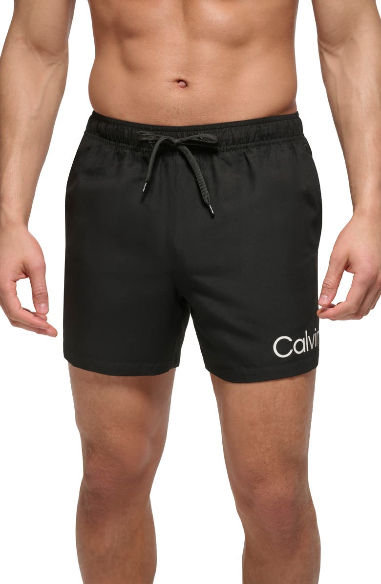 Calvin Klein Solid Core Swim Trunks, Main, color, 