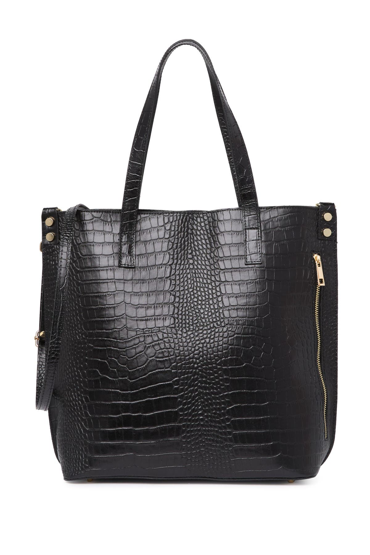 GIULIA MASSARI Embossed Croc Leather Tote, Main, color, 