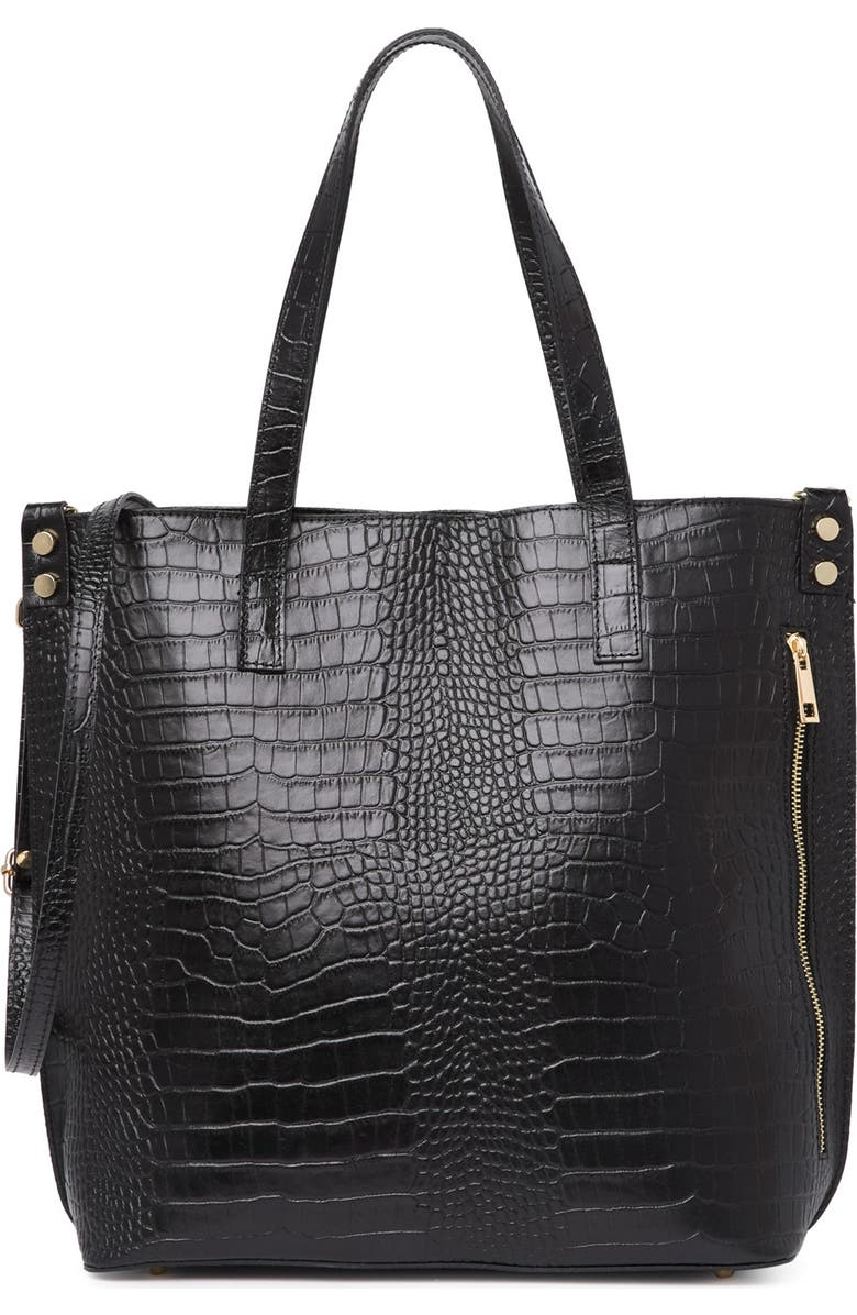GIULIA MASSARI Embossed Croc Leather Tote, Main, color,