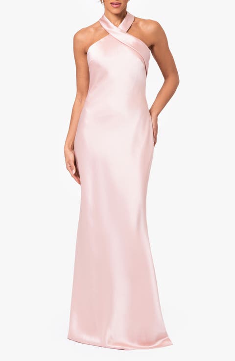 Halter Neck Satin Trumpet Gown