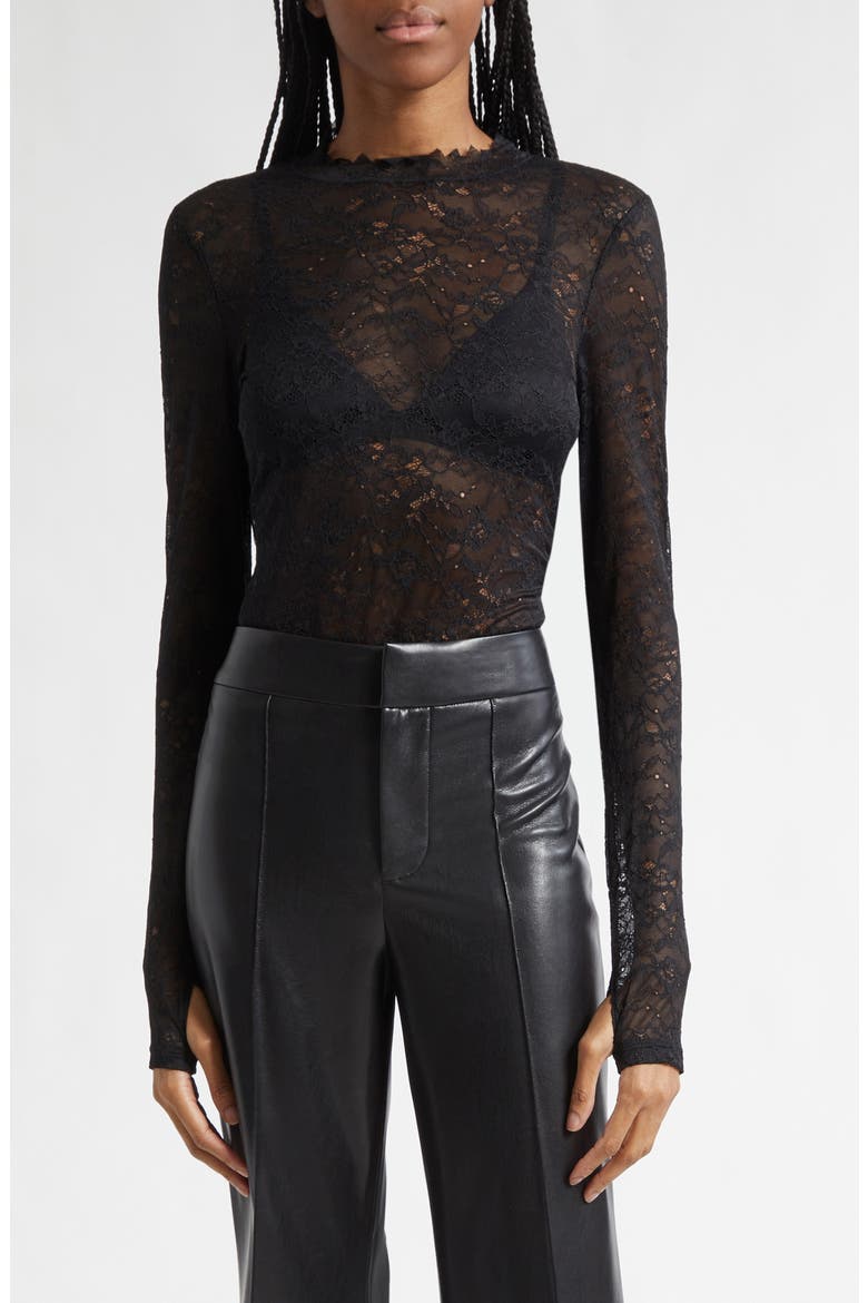 Taeyn Lace Bodysuit, Main, color, BLACK