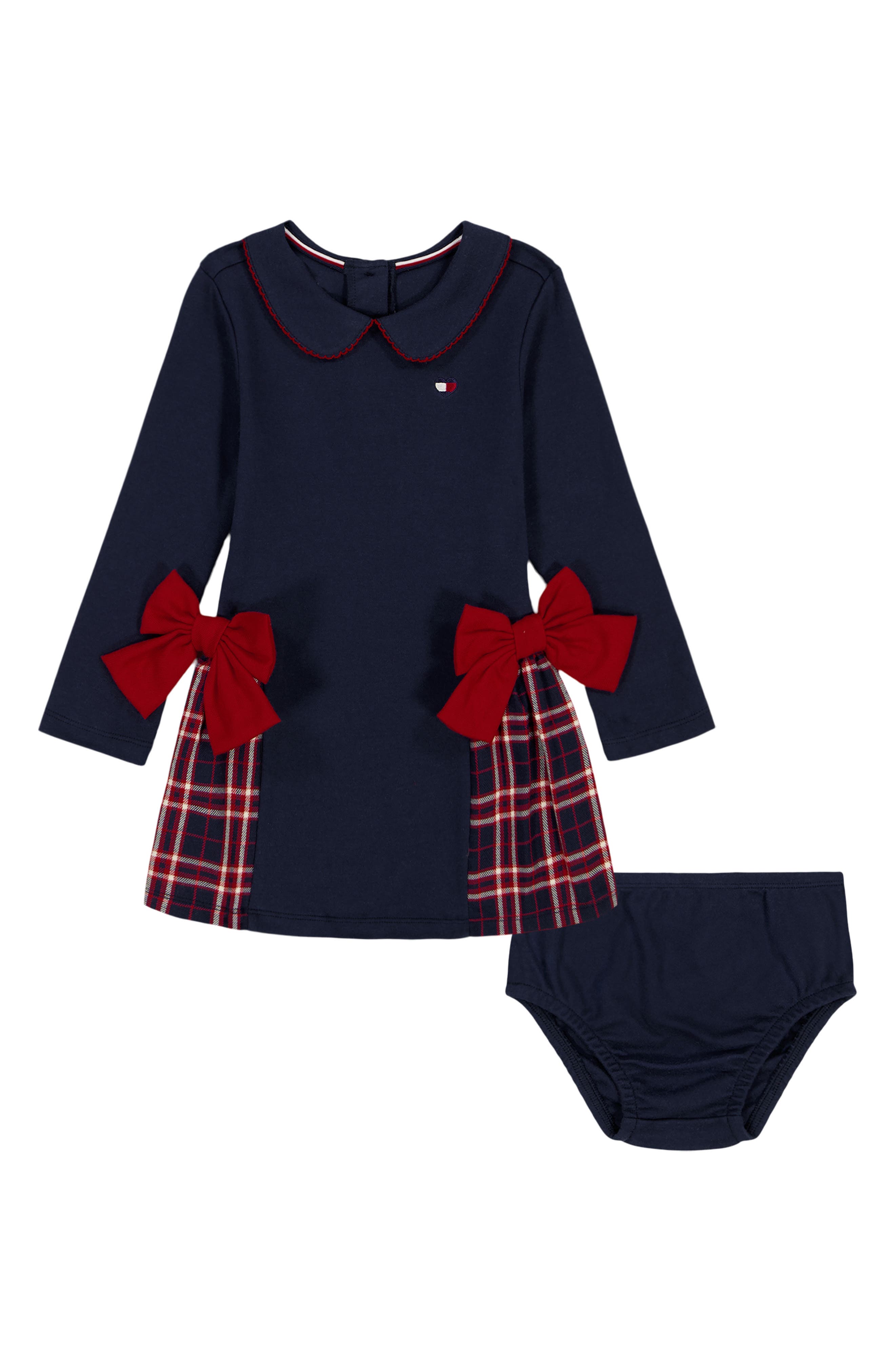 Tommy Hilfiger Peter Pan Collar Mixed Media Dress & Bloomers (Women)