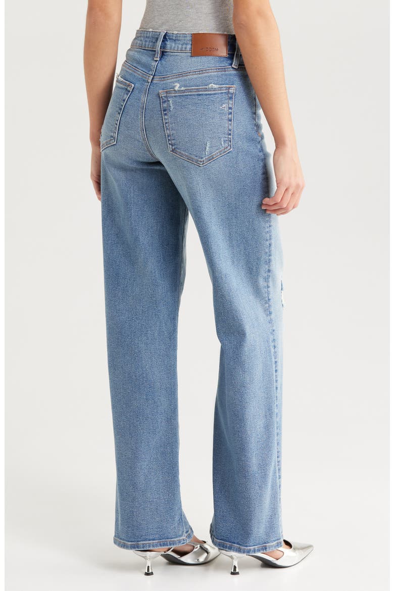 Grinded Distressed High Waist Straight Leg Dad Jeans, Alternate, color, MEDIUM WASH