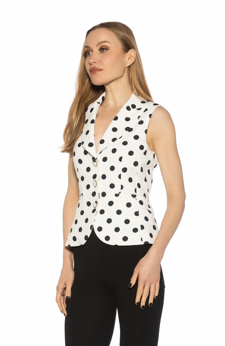 Alexia Admor Kai Peak Lapel Vest, Alternate, color, Black White Polka Dots