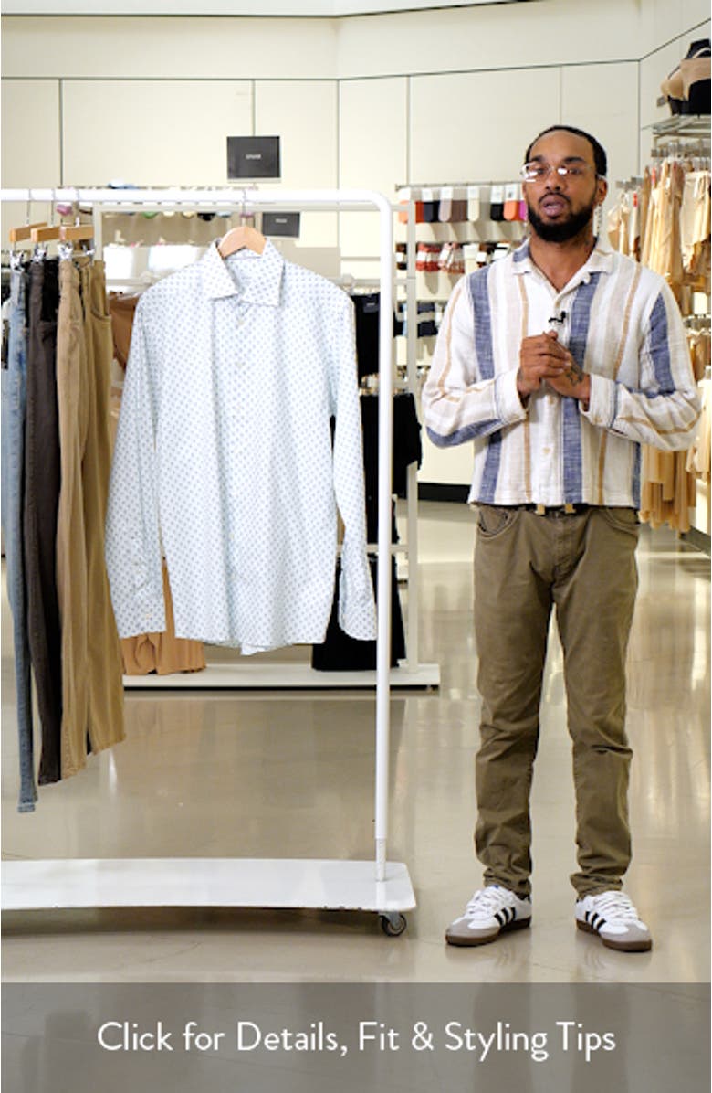 Trim Fit Palm Tree Print Cotton Dress Shirt, sales video thumbnail