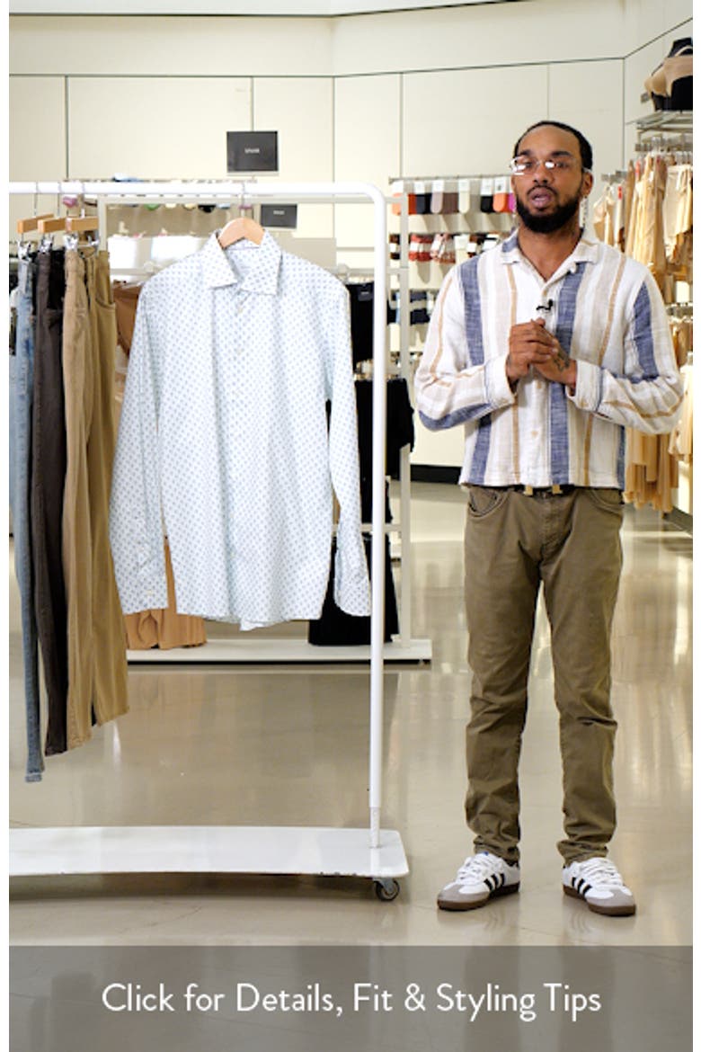 Trim Fit Palm Tree Print Cotton Dress Shirt video