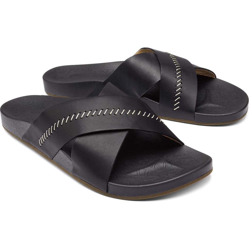 Olukai Kipea Olu Slide Sandal In Black