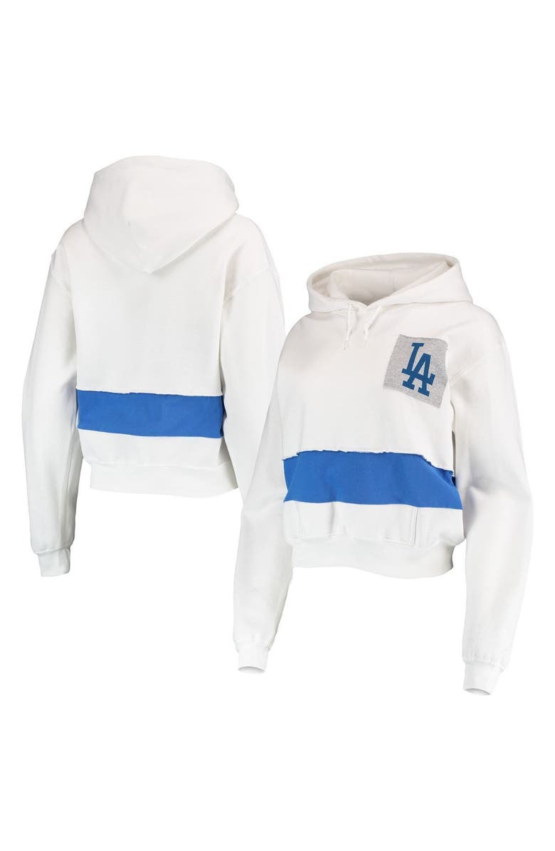 REFRIED APPAREL Women's Refried Apparel White/Royal Los Angeles Dodgers Cropped Pullover Hoodie, Main, color, 