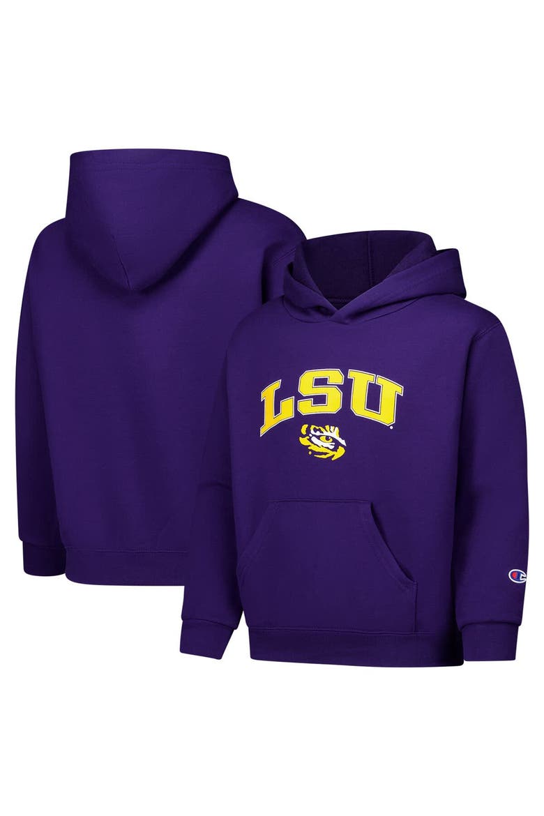 Youth Champion Purple LSU Tigers Campus Pullover Hoodie, Main, color, Purple