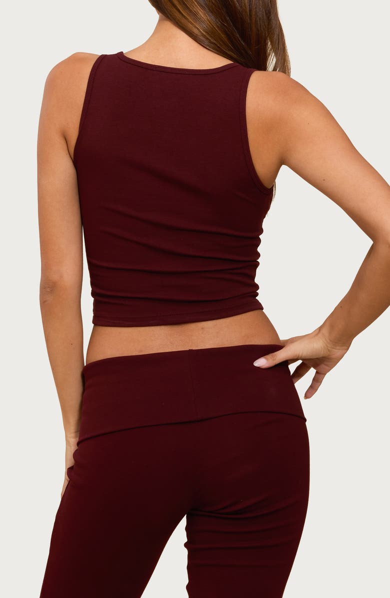 EDIKTED Linda Rib Crop Tank, Alternate, color, Burgundy