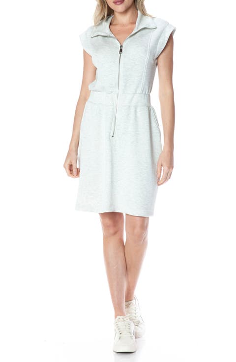 Cap Sleeve Zip Front Scuba Dress