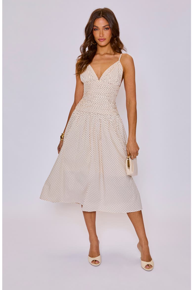 Laurel Dot Print Cotton Midi Dress, Alternate, color, CREAM BLACK
