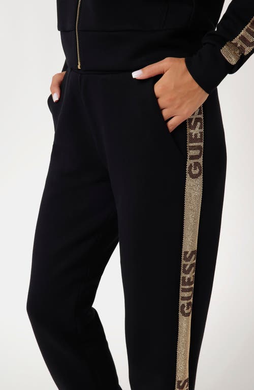 Guess Studs Logo Sweatpants In Jet Black