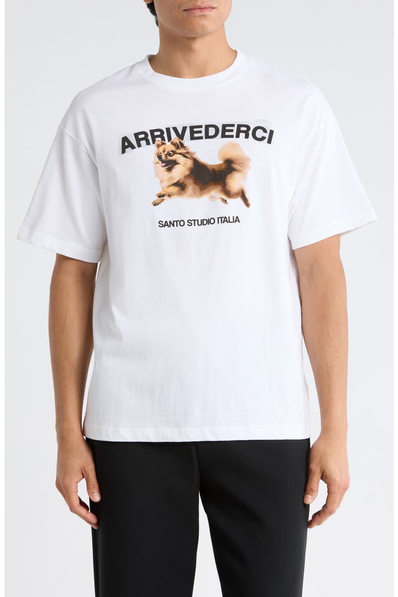 Arrivederci Drappo Boxy Fit Cotton Graphic T-Shirt, Main, color, WHITE