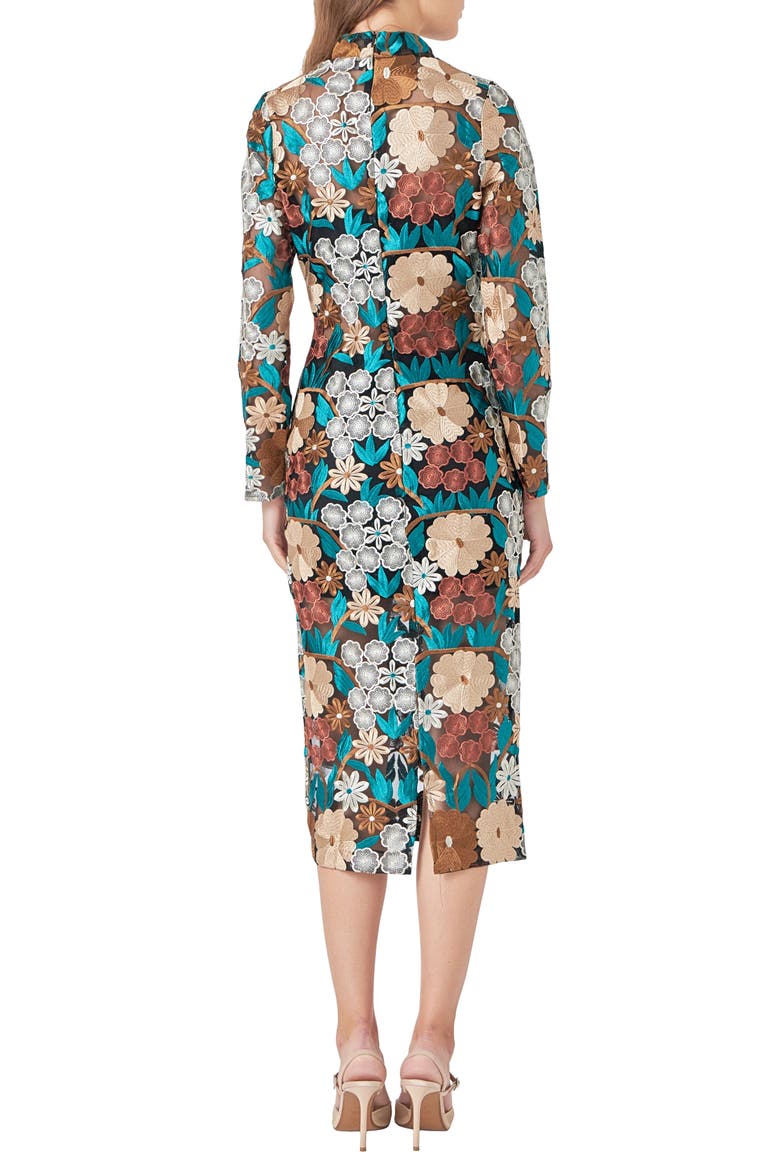 Floral Embroidered Long Sleeve Dress, Alternate, color, GREEN MULTI