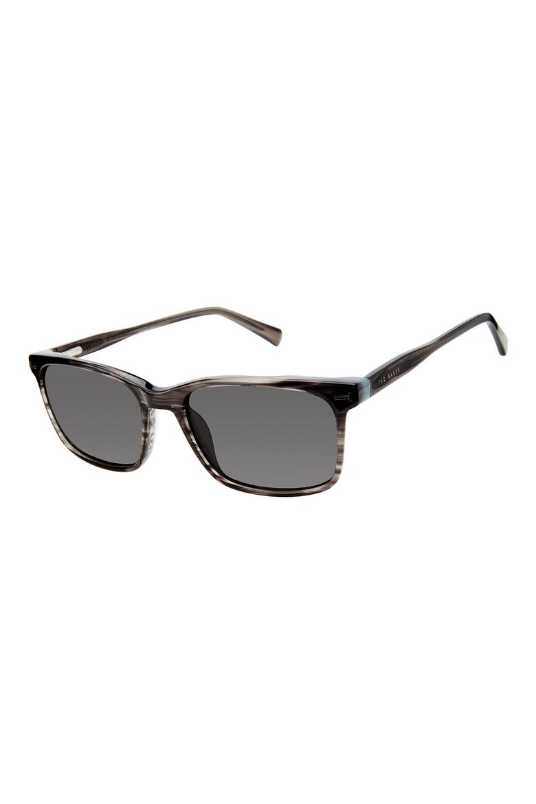 56mm Polarized Rectangular Sunglasses, Alternate, color, GREY