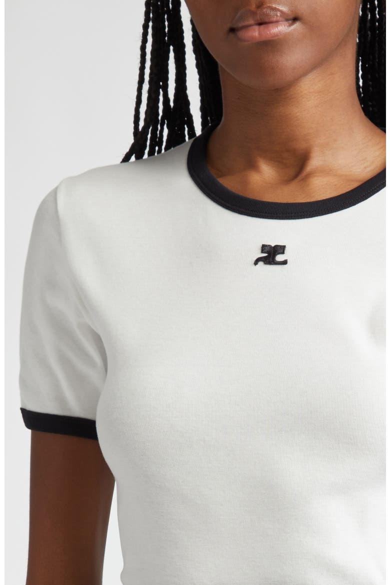 Contrast Trim Logo T-Shirt, Alternate, color, HERITAGE WHITE/BLACK
