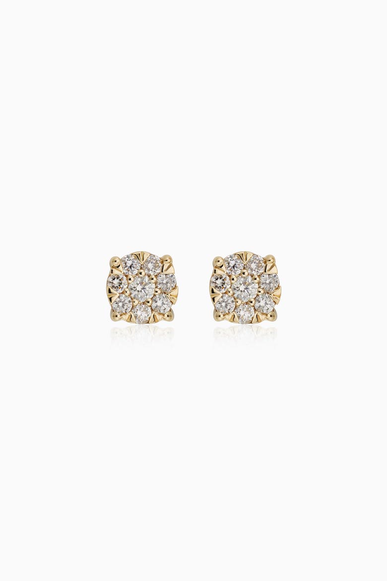 14K Gold Blossom Diamond Studs, Alternate, color, Yellow Gold - Diamonds